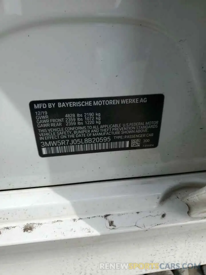 13 Photograph of a damaged car 3MW5R7J05L8B20595 BMW 3 SERIES 2020