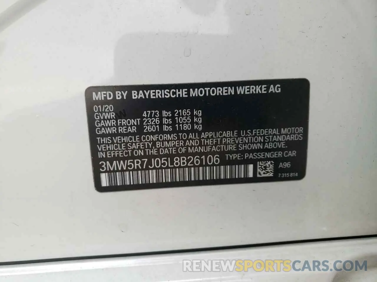12 Photograph of a damaged car 3MW5R7J05L8B26106 BMW 3 SERIES 2020
