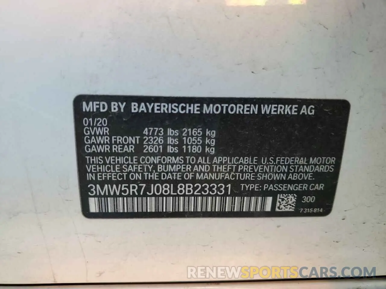 12 Photograph of a damaged car 3MW5R7J08L8B23331 BMW 3 SERIES 2020
