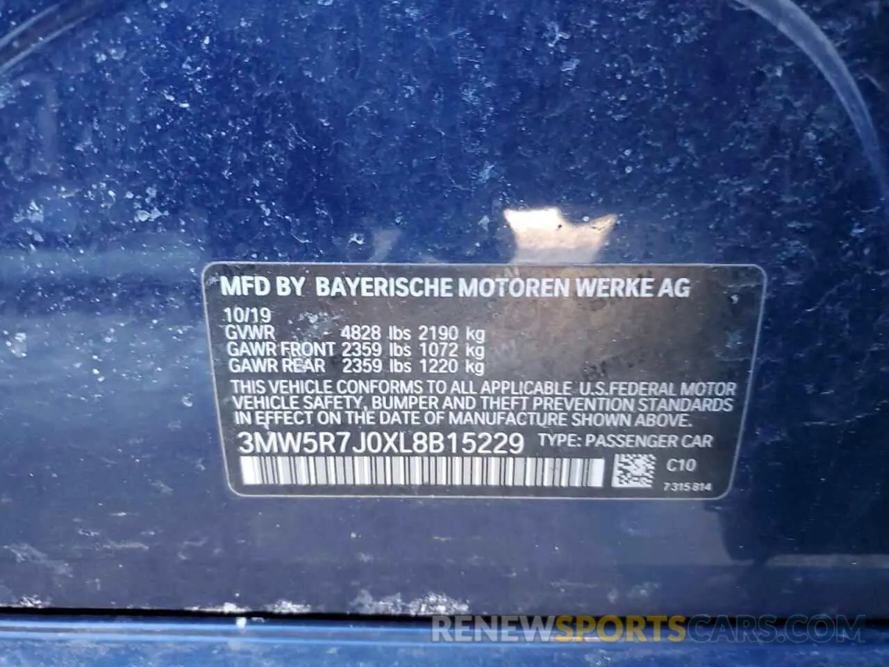 12 Photograph of a damaged car 3MW5R7J0XL8B15229 BMW 3 SERIES 2020