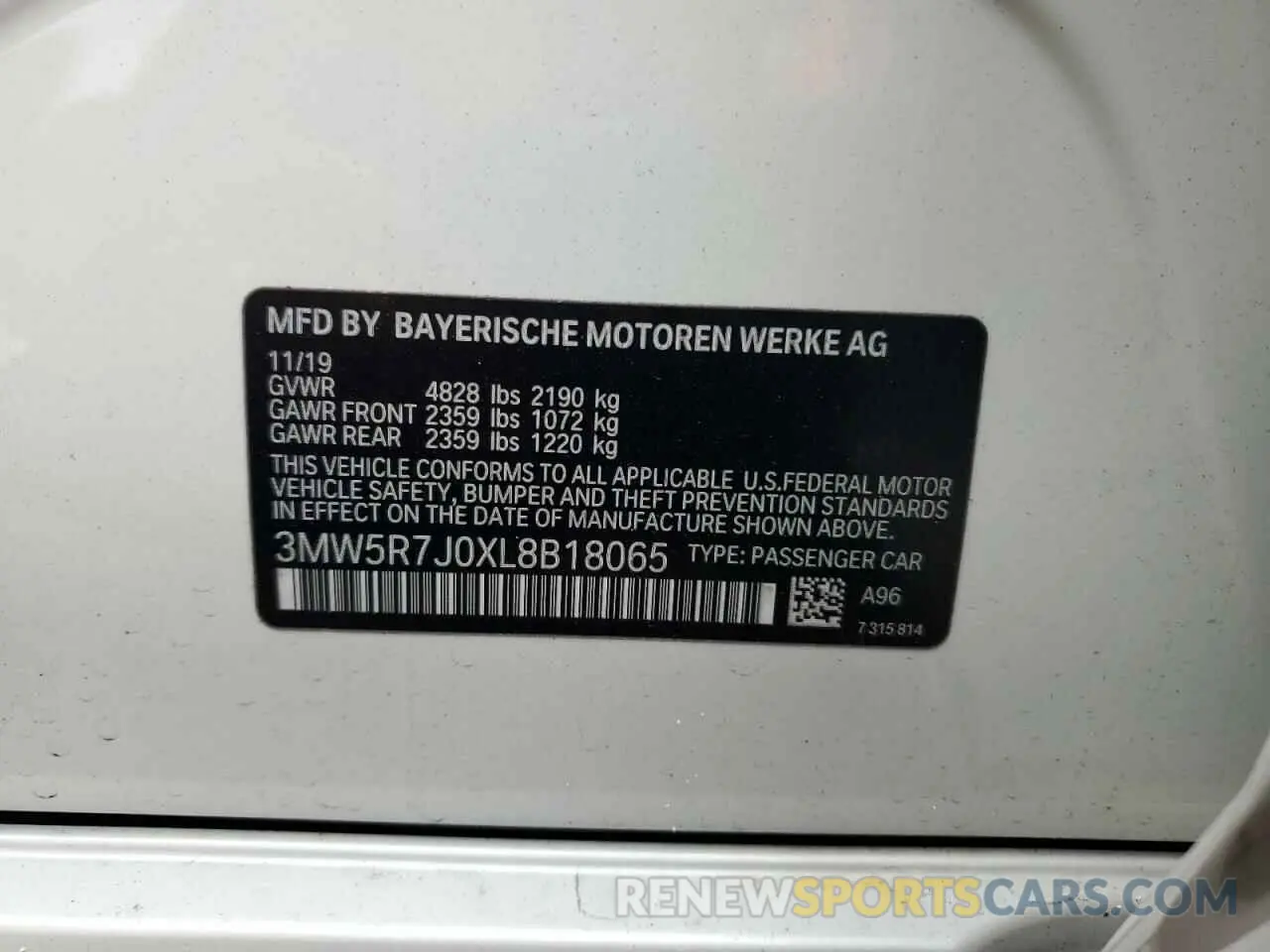 14 Photograph of a damaged car 3MW5R7J0XL8B18065 BMW 3 SERIES 2020
