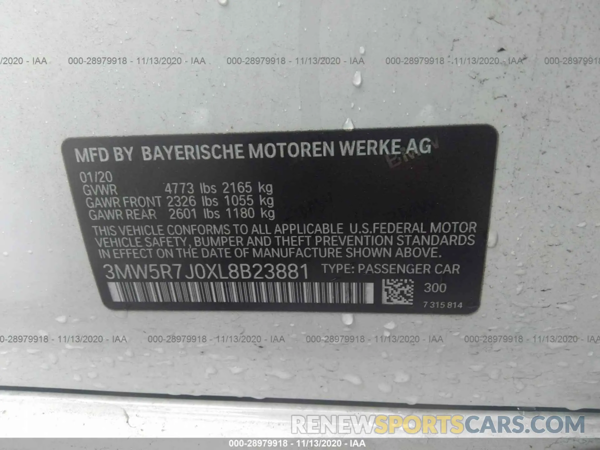9 Photograph of a damaged car 3MW5R7J0XL8B23881 BMW 3 SERIES 2020