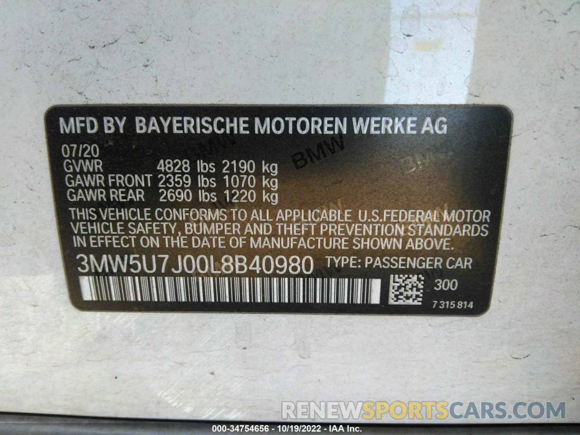 9 Photograph of a damaged car 3MW5U7J00L8B40980 BMW 3 SERIES 2020