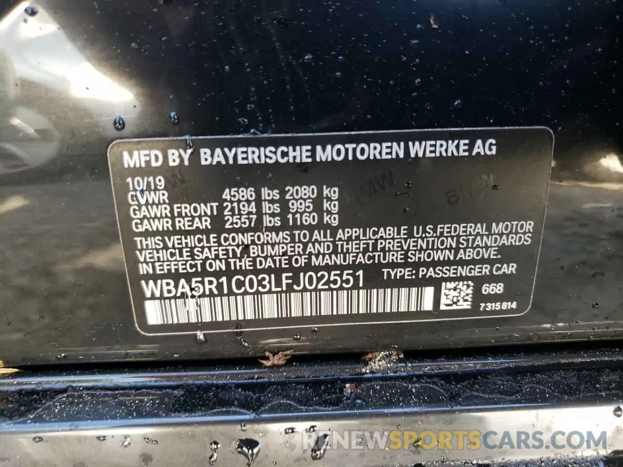12 Photograph of a damaged car WBA5R1C03LFJ02551 BMW 3 SERIES 2020