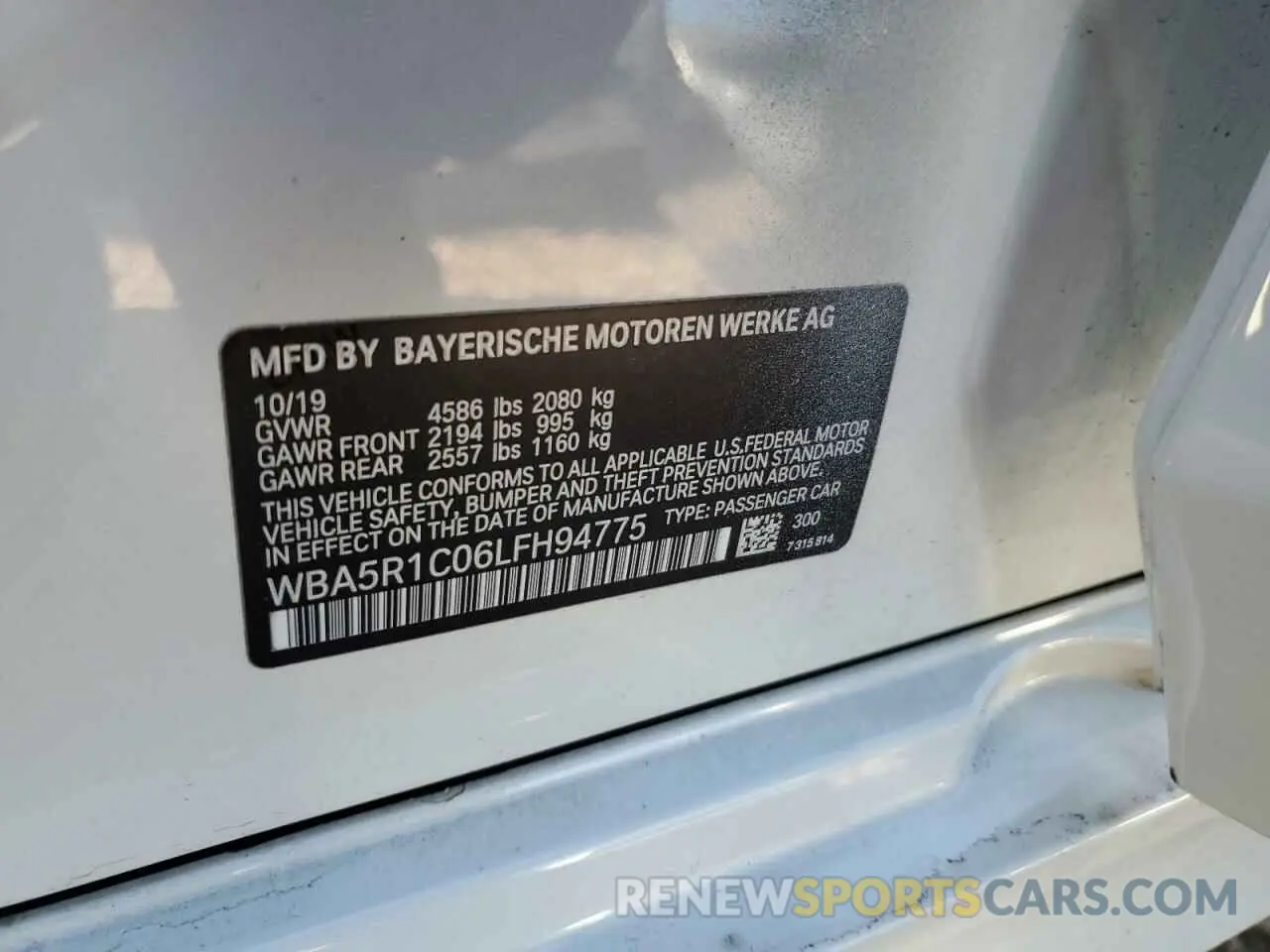 12 Photograph of a damaged car WBA5R1C06LFH94775 BMW 3 SERIES 2020
