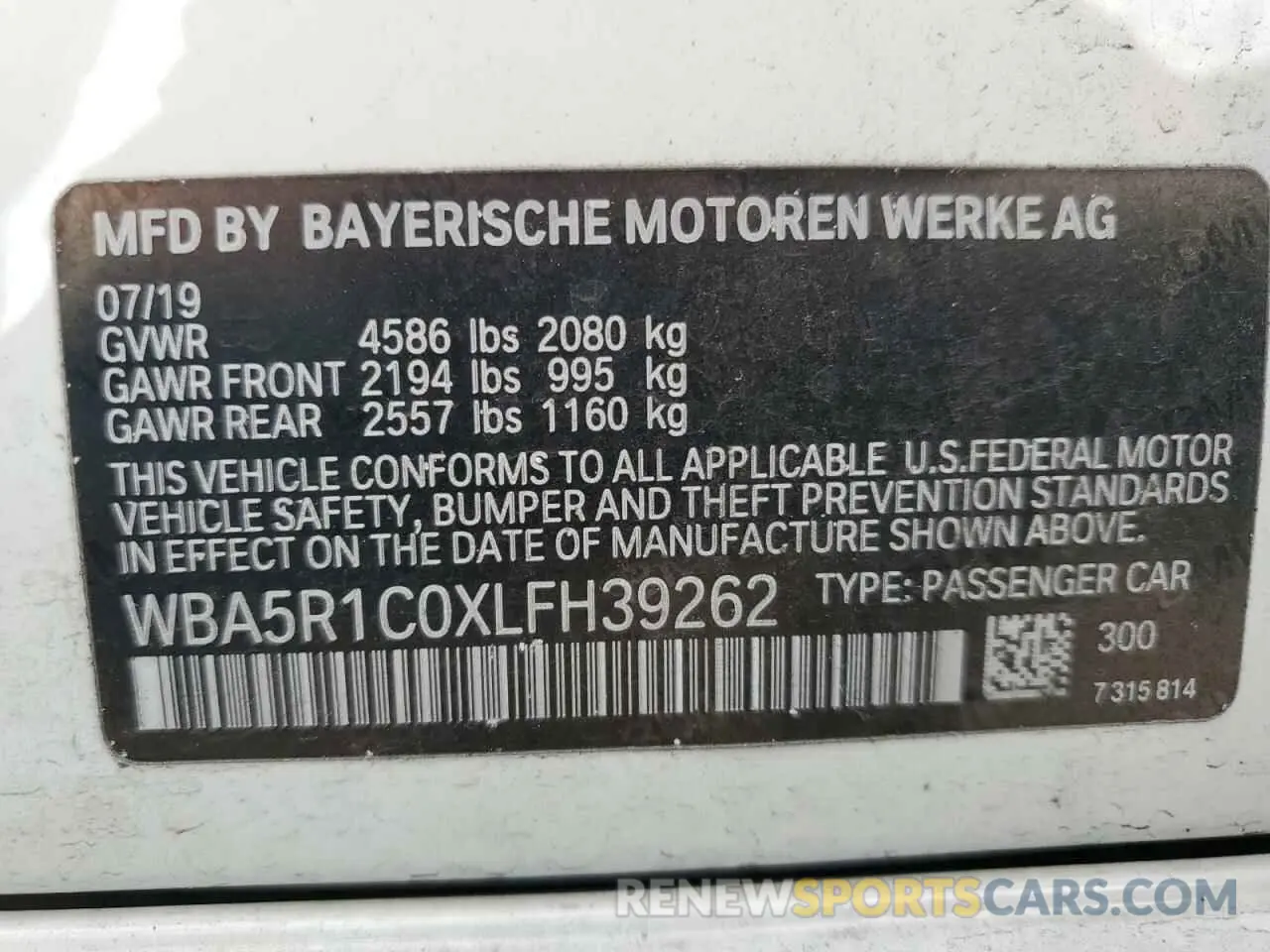 13 Photograph of a damaged car WBA5R1C0XLFH39262 BMW 3 SERIES 2020