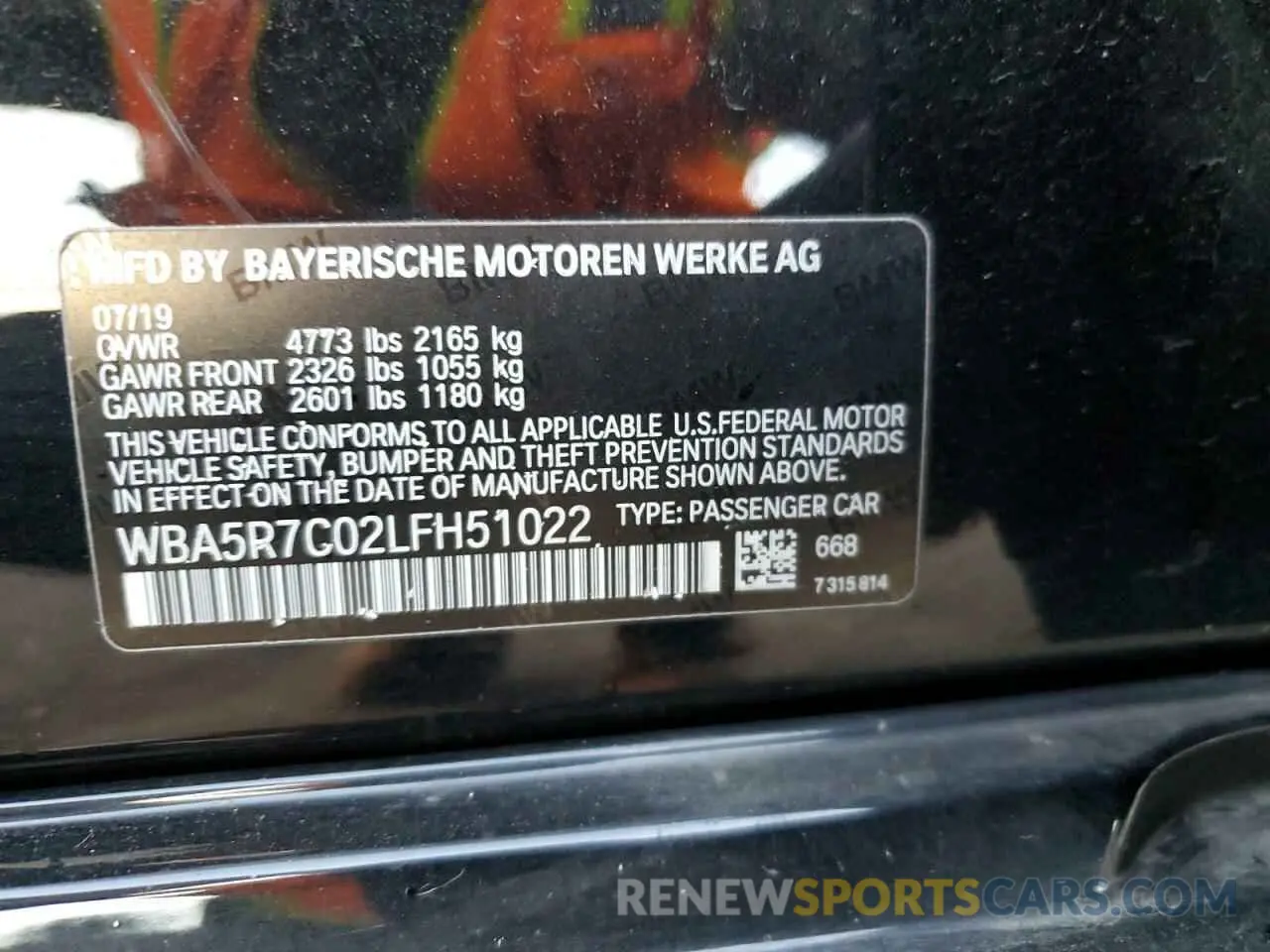 12 Photograph of a damaged car WBA5R7C02LFH51022 BMW 3 SERIES 2020