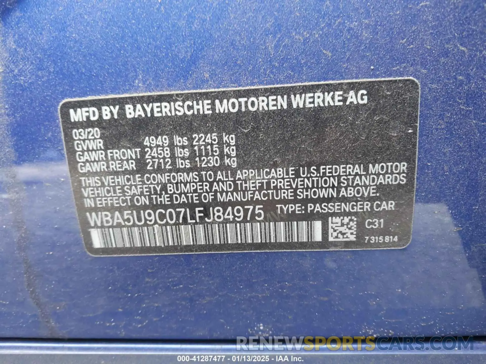 9 Photograph of a damaged car WBA5U9C07LFJ84975 BMW 3 SERIES 2020