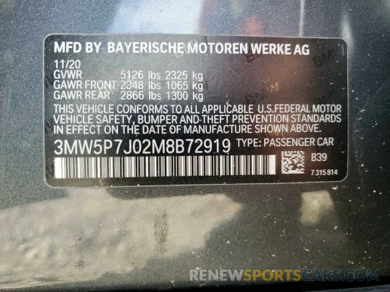12 Photograph of a damaged car 3MW5P7J02M8B72919 BMW 3 SERIES 2021