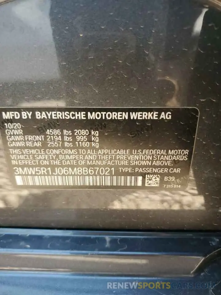12 Photograph of a damaged car 3MW5R1J06M8B67021 BMW 3 SERIES 2021
