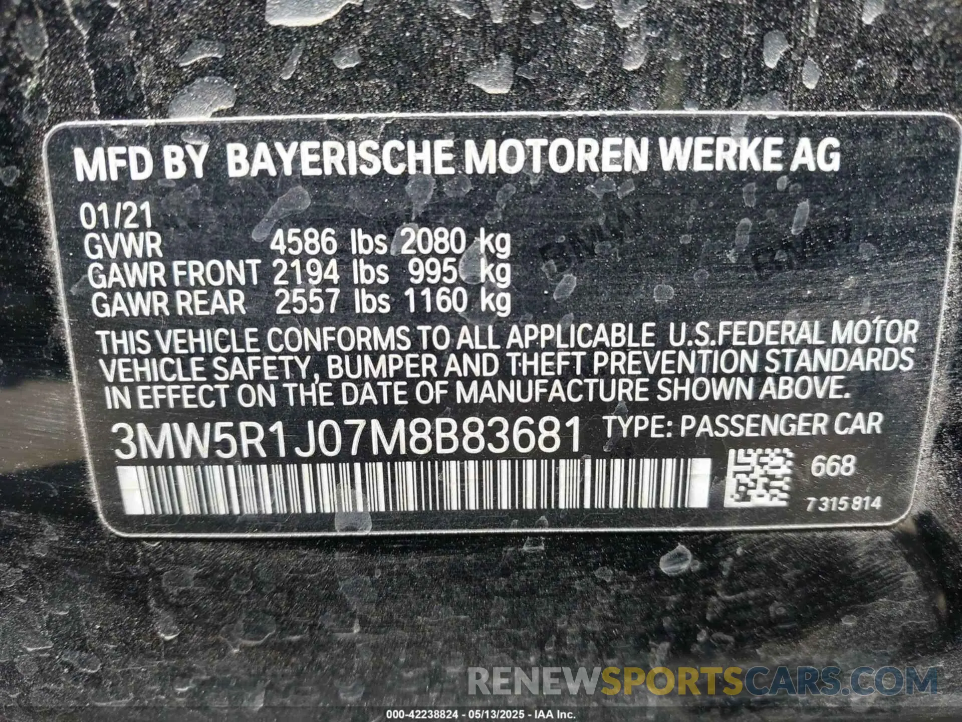 9 Photograph of a damaged car 3MW5R1J07M8B83681 BMW 3 SERIES 2021