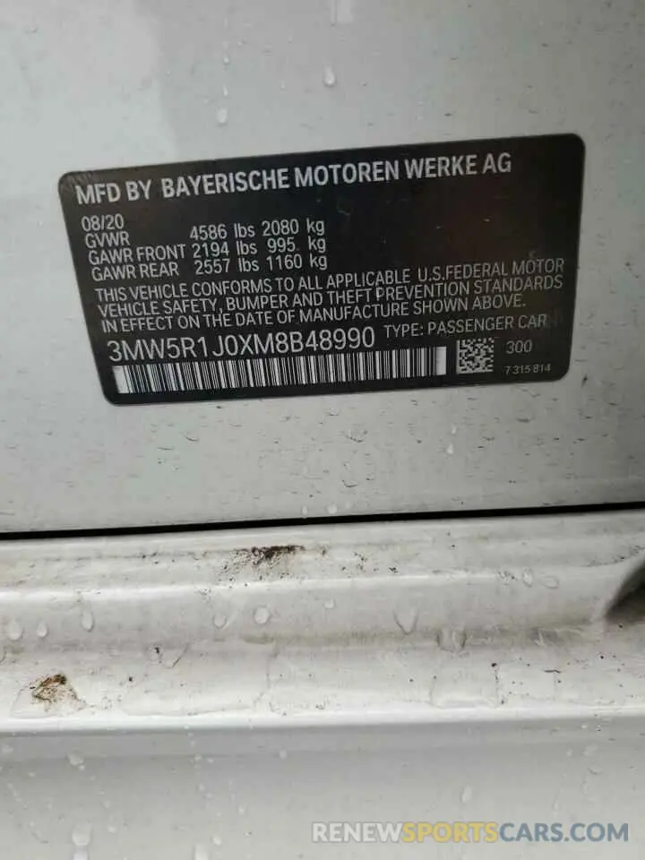14 Photograph of a damaged car 3MW5R1J0XM8B48990 BMW 3 SERIES 2021