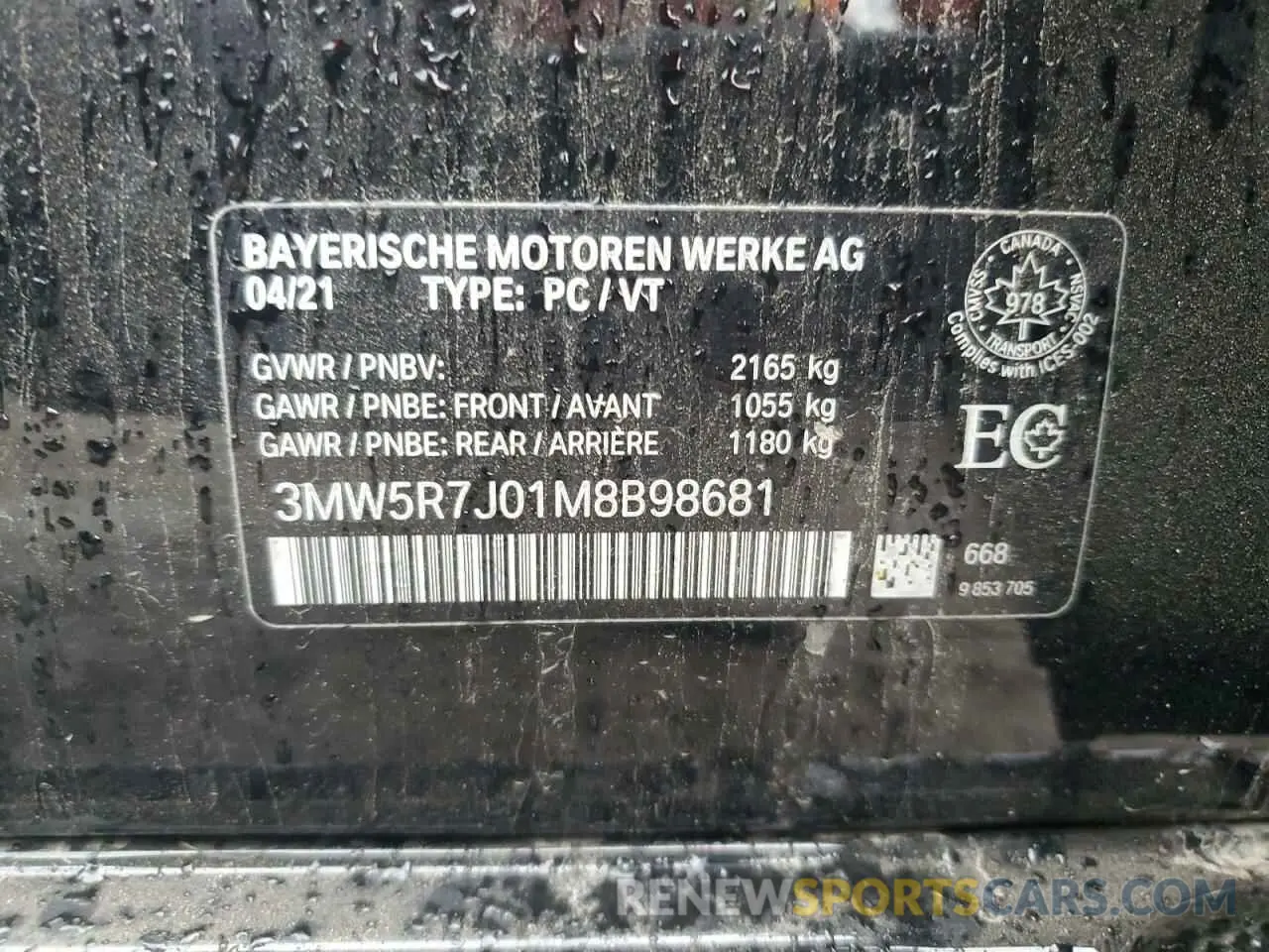 12 Photograph of a damaged car 3MW5R7J01M8B98681 BMW 3 SERIES 2021