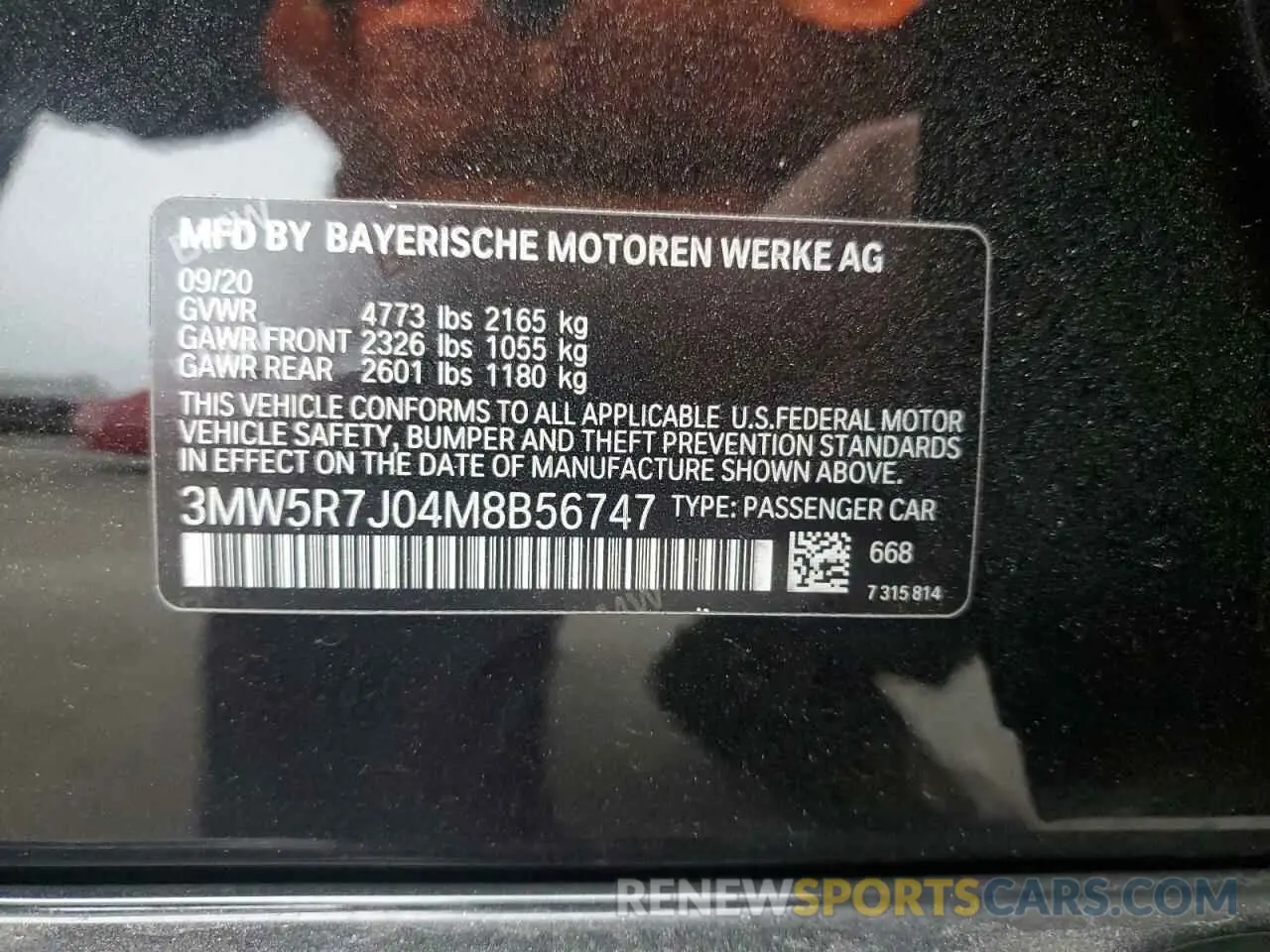 12 Photograph of a damaged car 3MW5R7J04M8B56747 BMW 3 SERIES 2021