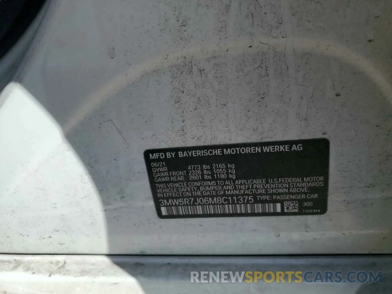 14 Photograph of a damaged car 3MW5R7J06M8C11375 BMW 3 SERIES 2021