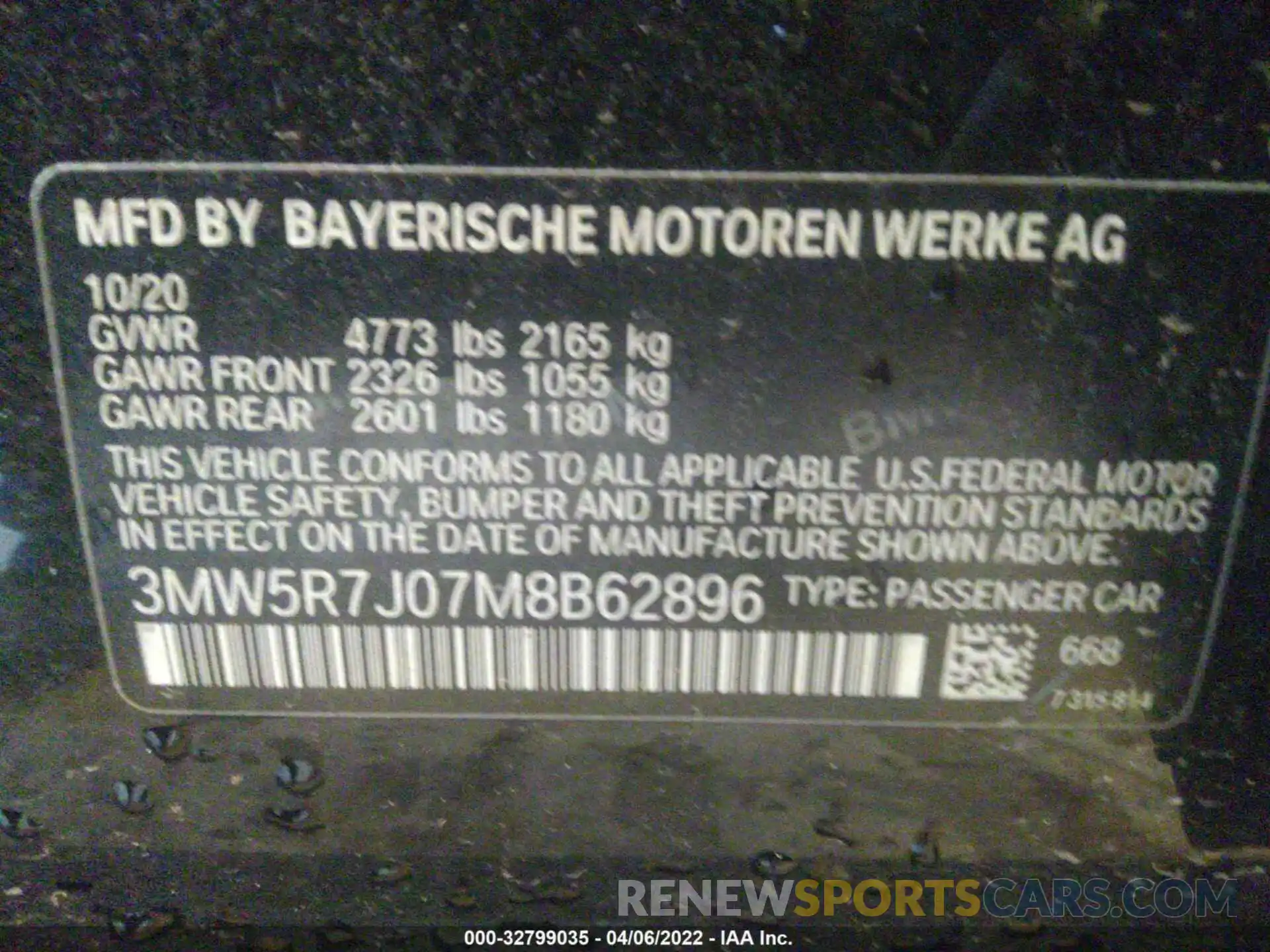 9 Photograph of a damaged car 3MW5R7J07M8B62896 BMW 3 SERIES 2021