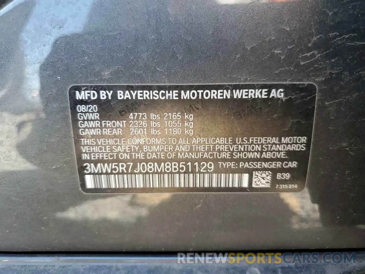 12 Photograph of a damaged car 3MW5R7J08M8B51129 BMW 3 SERIES 2021