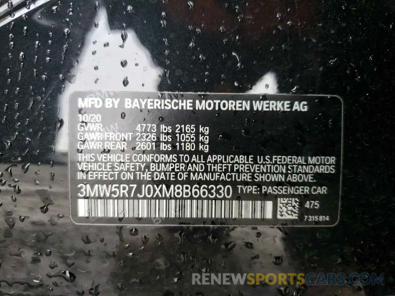12 Photograph of a damaged car 3MW5R7J0XM8B66330 BMW 3 SERIES 2021