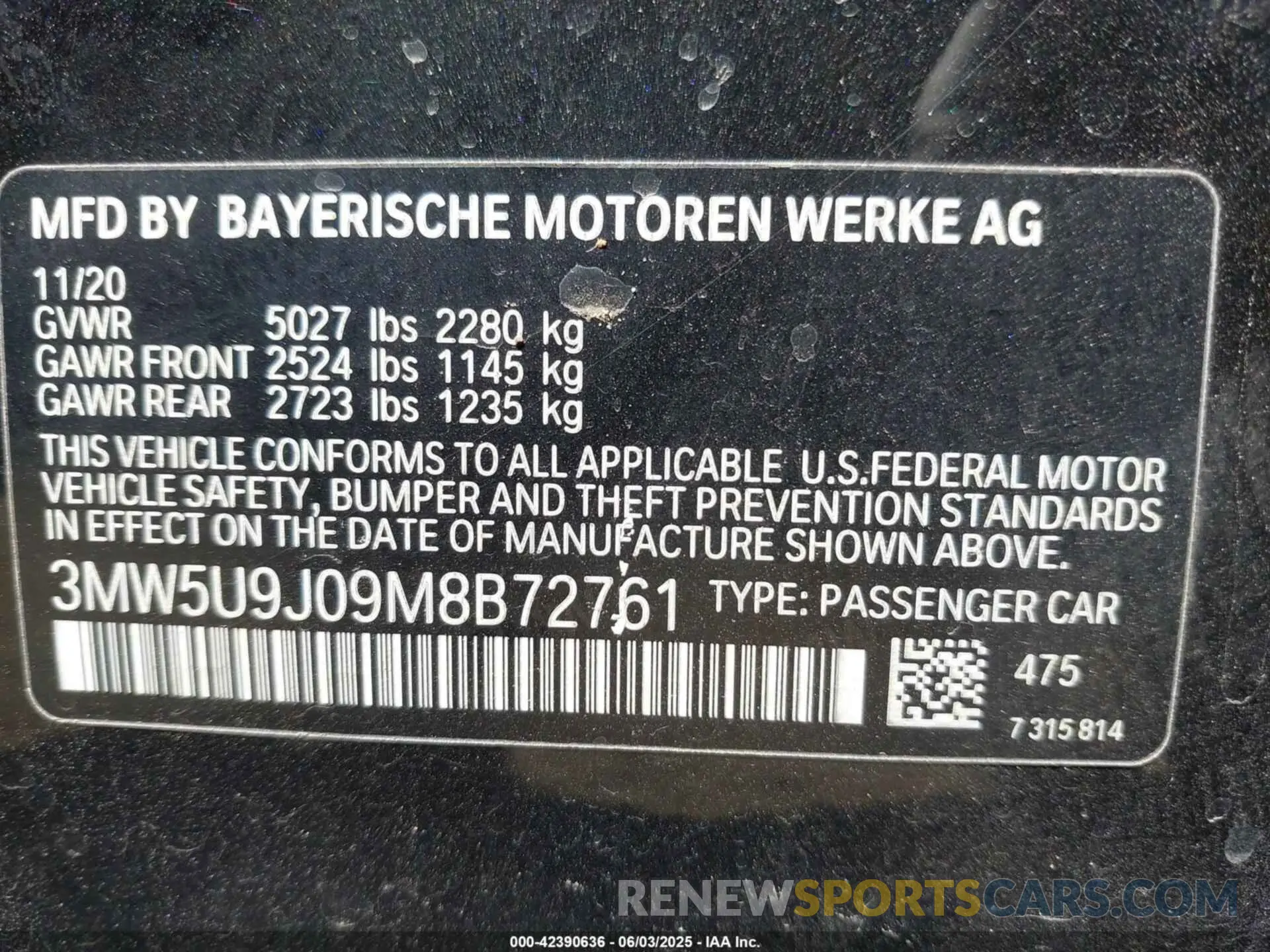 9 Photograph of a damaged car 3MW5U9J09M8B72761 BMW 3 SERIES 2021