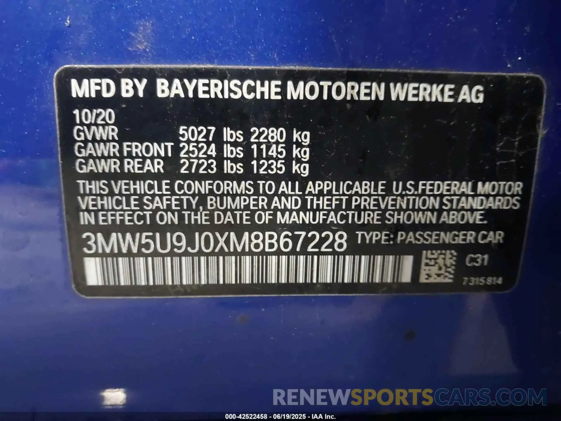 9 Photograph of a damaged car 3MW5U9J0XM8B67228 BMW 3 SERIES 2021