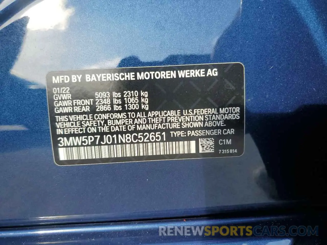 13 Photograph of a damaged car 3MW5P7J01N8C52651 BMW 3 SERIES 2022