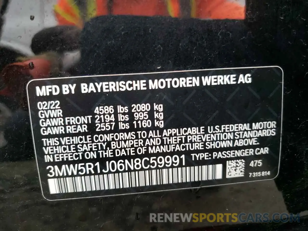 12 Photograph of a damaged car 3MW5R1J06N8C59991 BMW 3 SERIES 2022