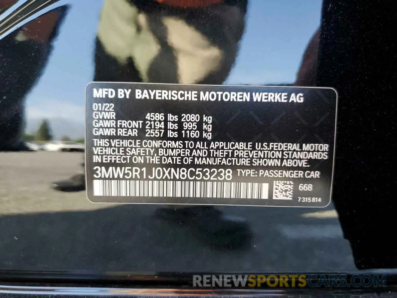 13 Photograph of a damaged car 3MW5R1J0XN8C53238 BMW 3 SERIES 2022