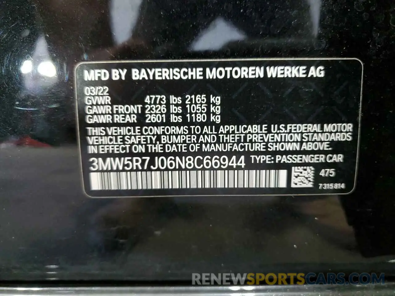 13 Photograph of a damaged car 3MW5R7J06N8C66944 BMW 3 SERIES 2022