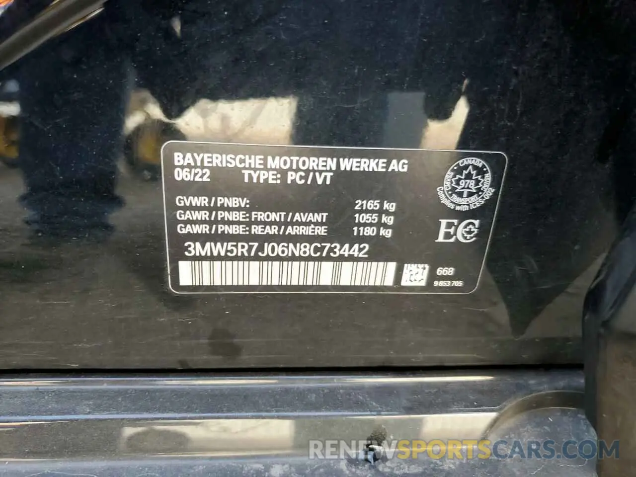 12 Photograph of a damaged car 3MW5R7J06N8C73442 BMW 3 SERIES 2022