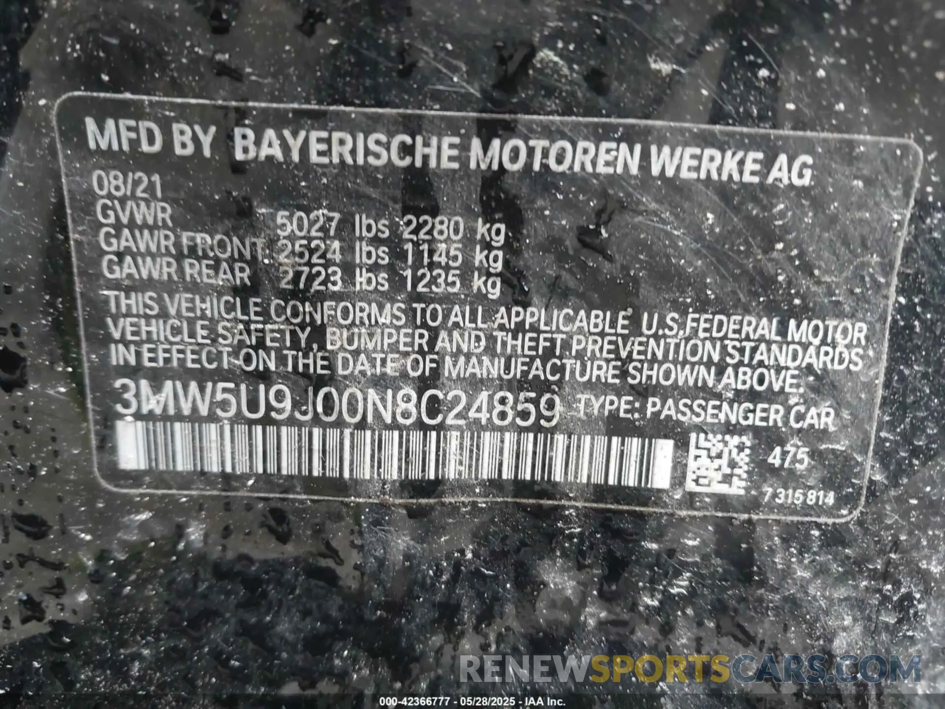9 Photograph of a damaged car 3MW5U9J00N8C24859 BMW 3 SERIES 2022