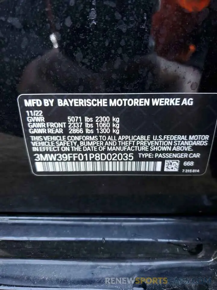 15 Photograph of a damaged car 3MW39FF01P8D02035 BMW 3 SERIES 2023