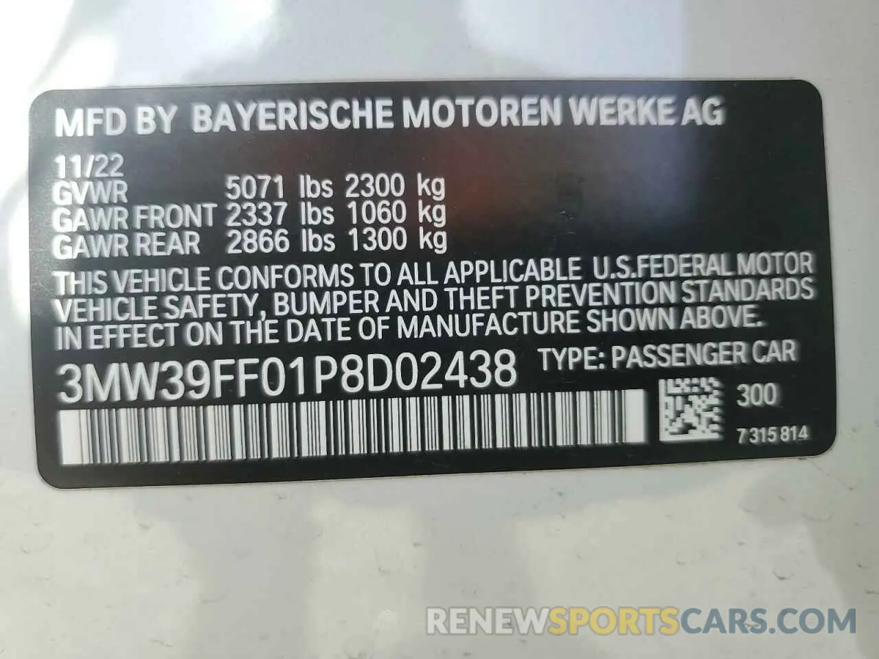 12 Photograph of a damaged car 3MW39FF01P8D02438 BMW 3 SERIES 2023