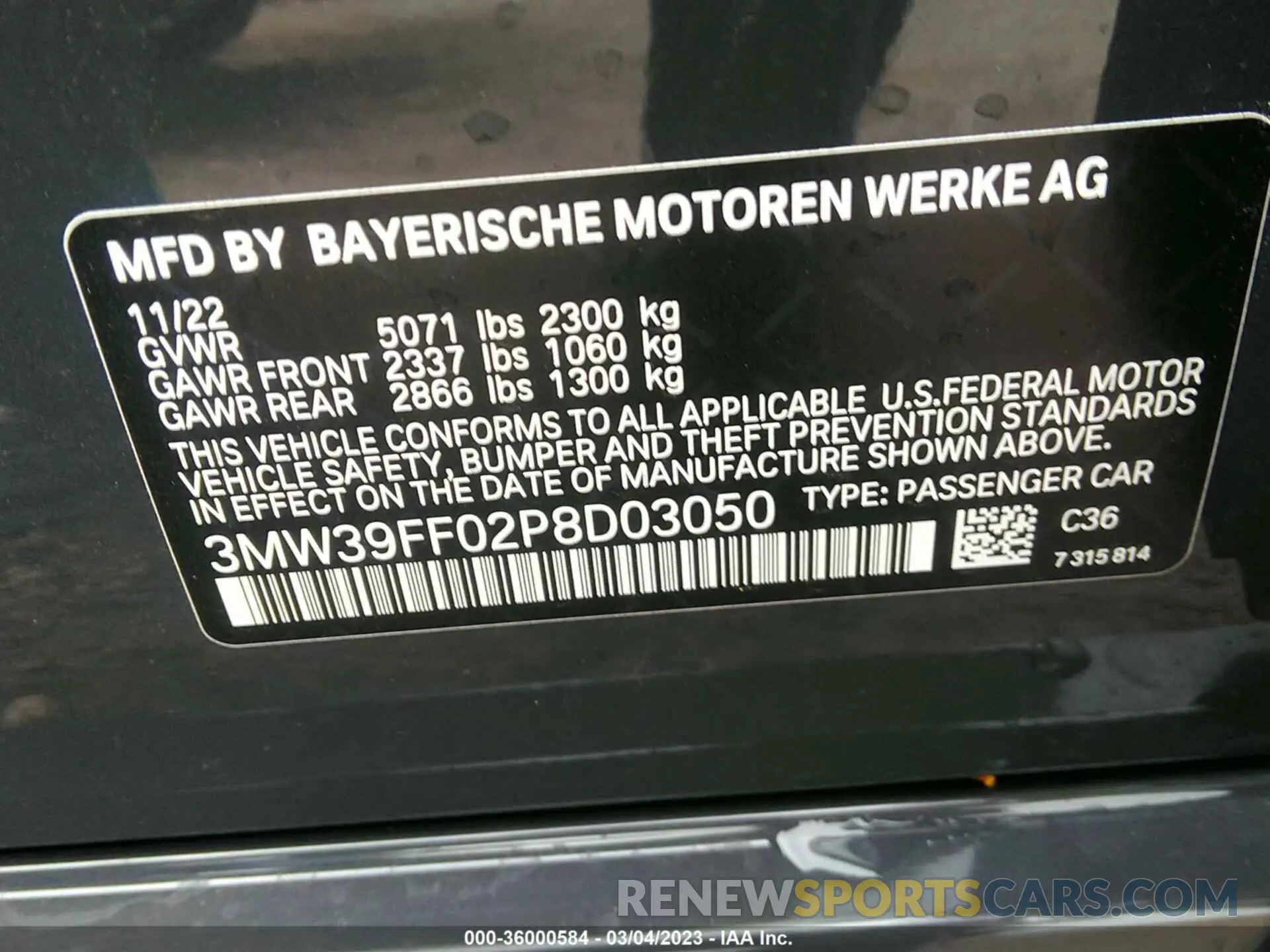 9 Photograph of a damaged car 3MW39FF02P8D03050 BMW 3 SERIES 2023