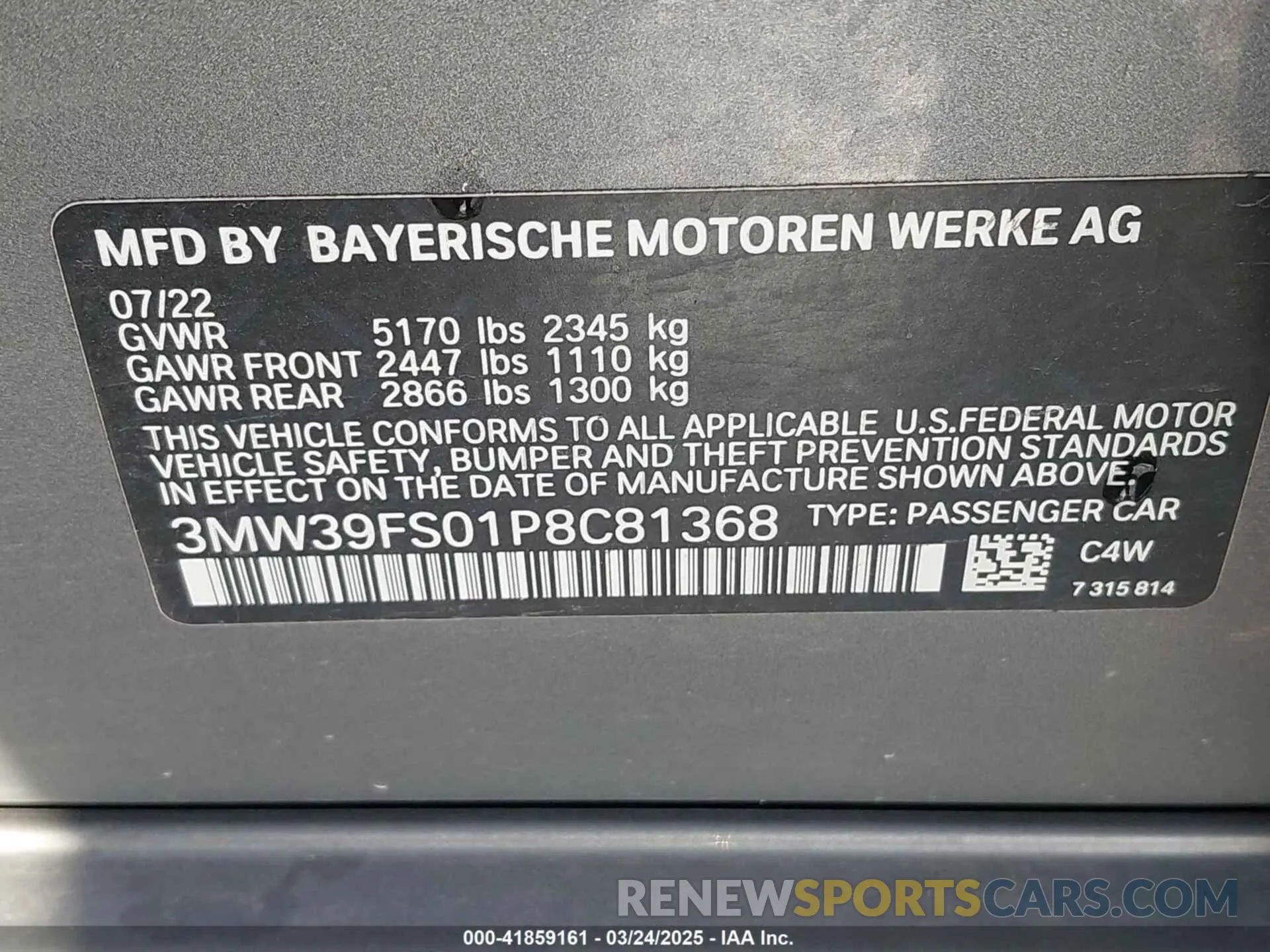 9 Photograph of a damaged car 3MW39FS01P8C81368 BMW 3 SERIES 2023