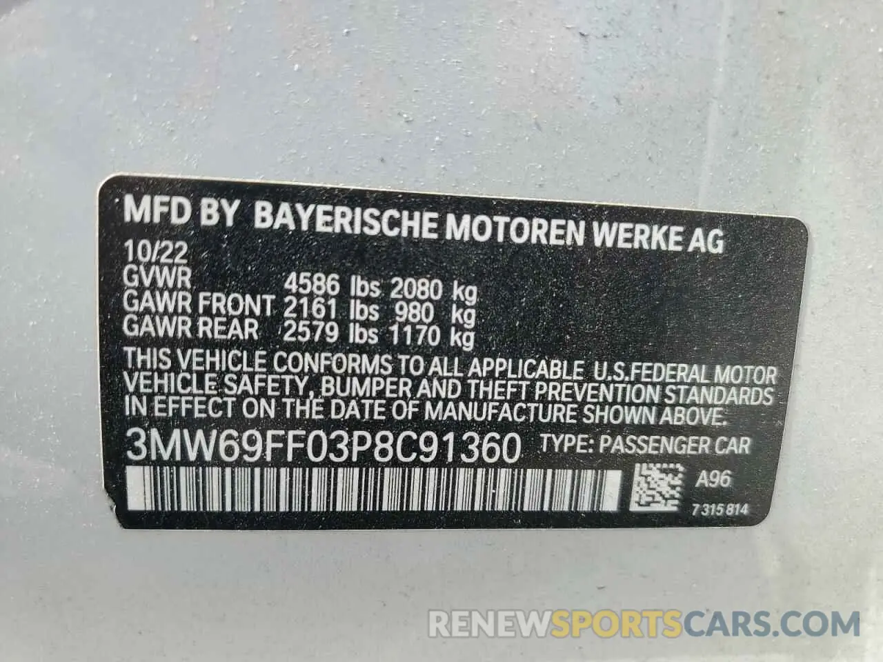 12 Photograph of a damaged car 3MW69FF03P8C91360 BMW 3 SERIES 2023