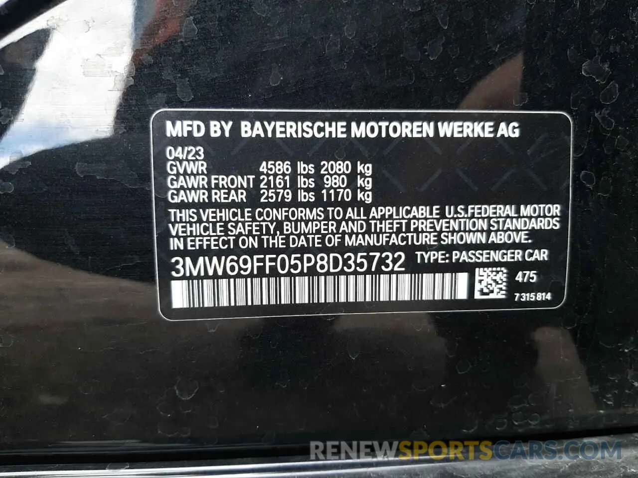 12 Photograph of a damaged car 3MW69FF05P8D35732 BMW 3 SERIES 2023