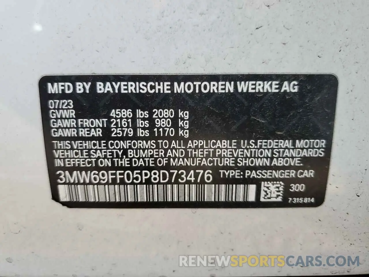 15 Photograph of a damaged car 3MW69FF05P8D73476 BMW 3 SERIES 2023