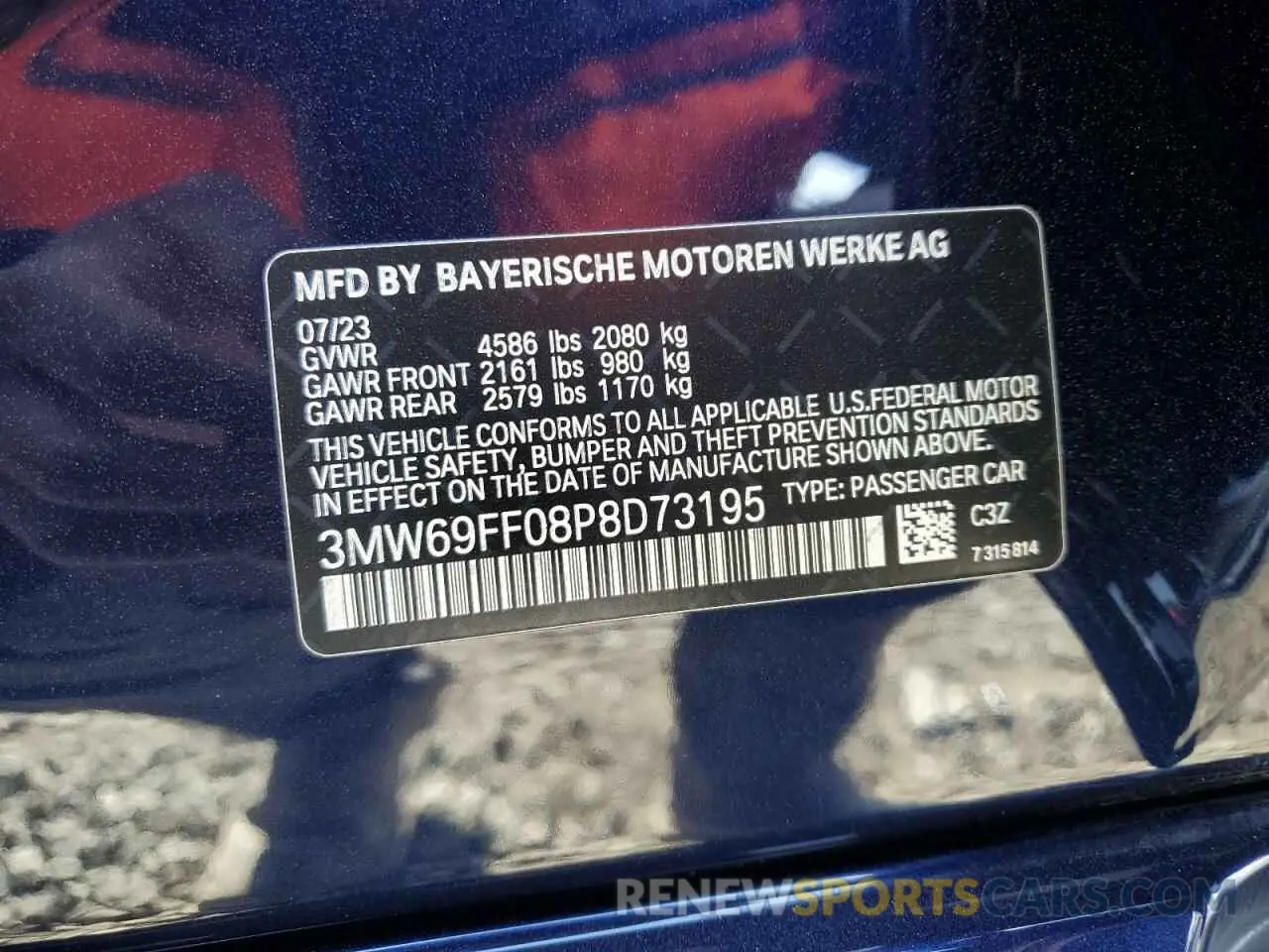12 Photograph of a damaged car 3MW69FF08P8D73195 BMW 3 SERIES 2023