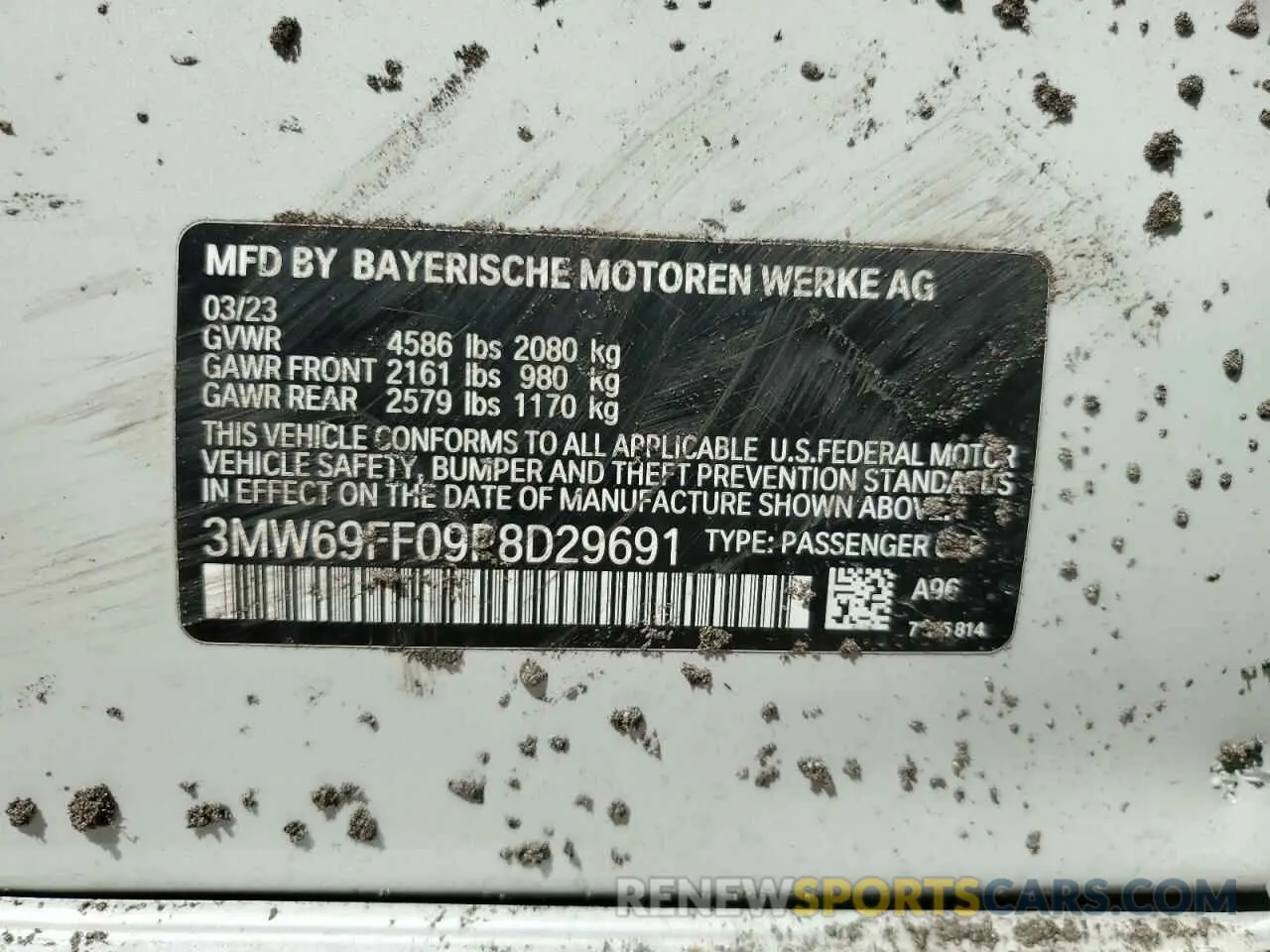 13 Photograph of a damaged car 3MW69FF09P8D29691 BMW 3 SERIES 2023