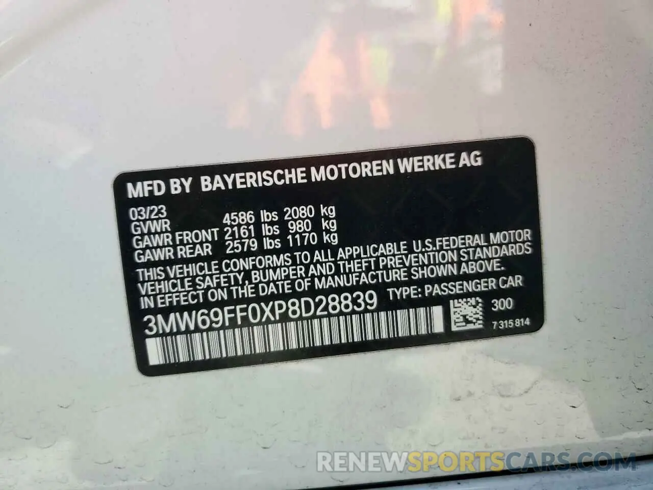 13 Photograph of a damaged car 3MW69FF0XP8D28839 BMW 3 SERIES 2023