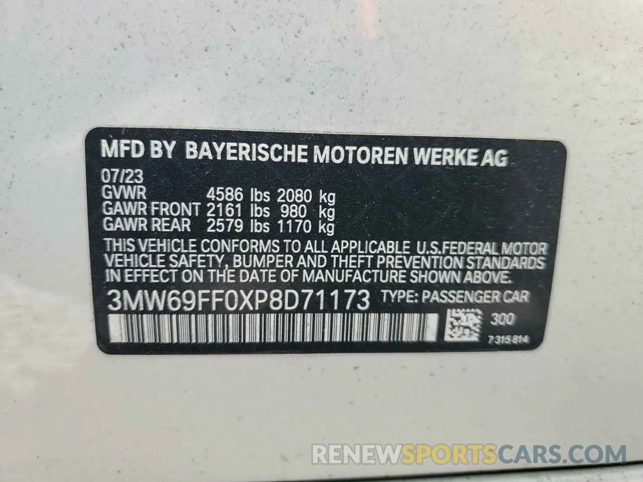 13 Photograph of a damaged car 3MW69FF0XP8D71173 BMW 3 SERIES 2023
