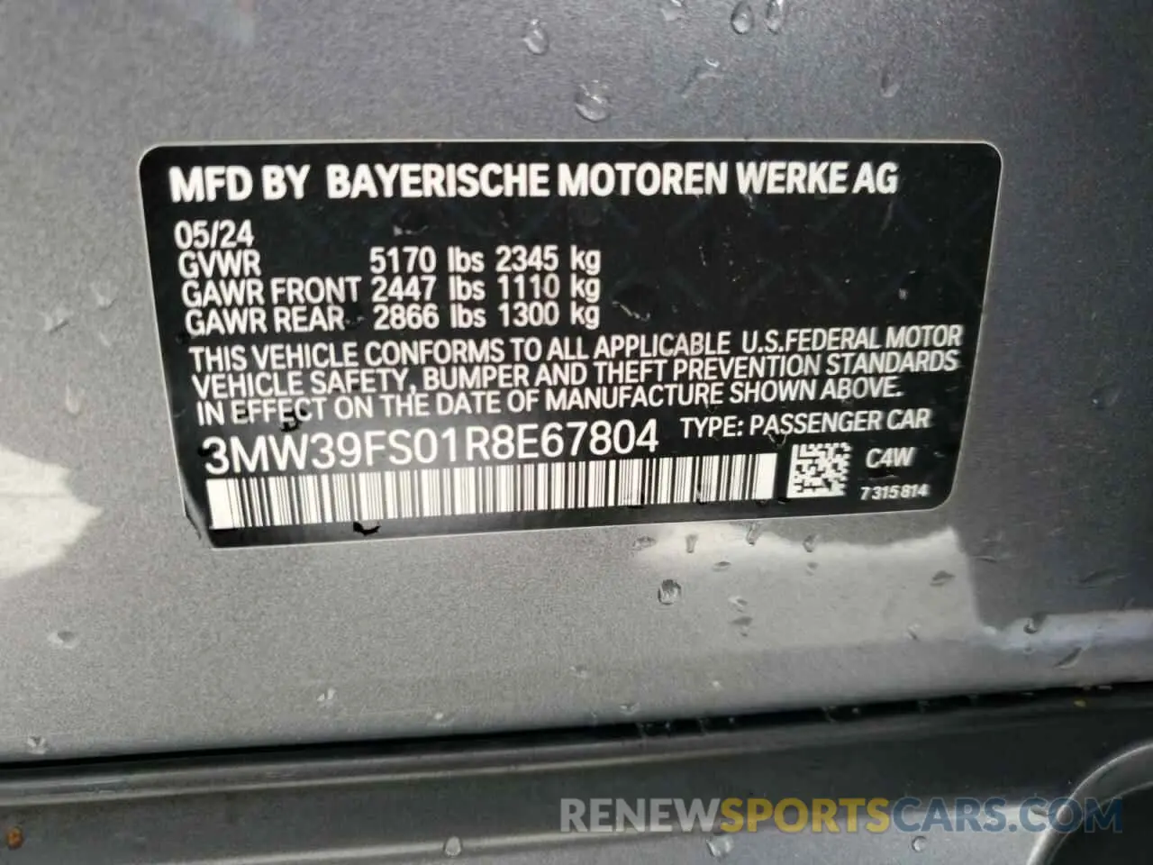 12 Photograph of a damaged car 3MW39FS01R8E67804 BMW 3 SERIES 2024