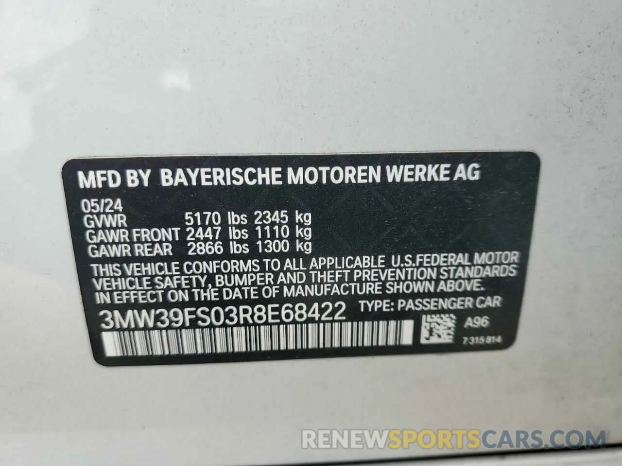 12 Photograph of a damaged car 3MW39FS03R8E68422 BMW 3 SERIES 2024
