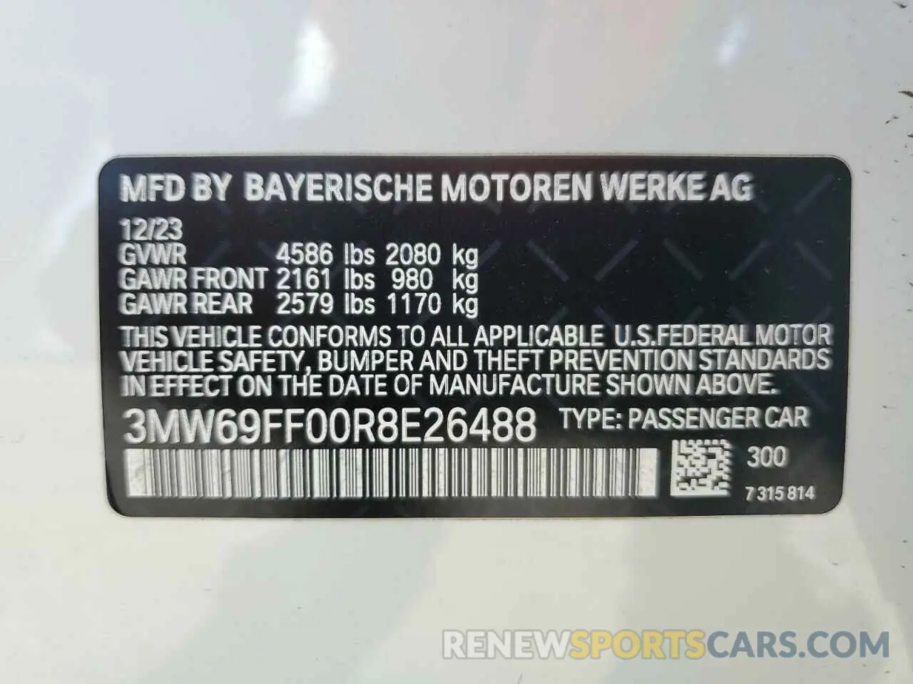 12 Photograph of a damaged car 3MW69FF00R8E26488 BMW 3 SERIES 2024