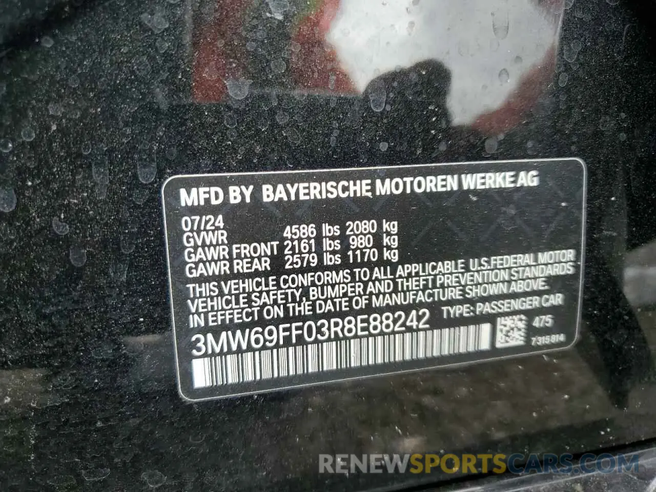 12 Photograph of a damaged car 3MW69FF03R8E88242 BMW 3 SERIES 2024