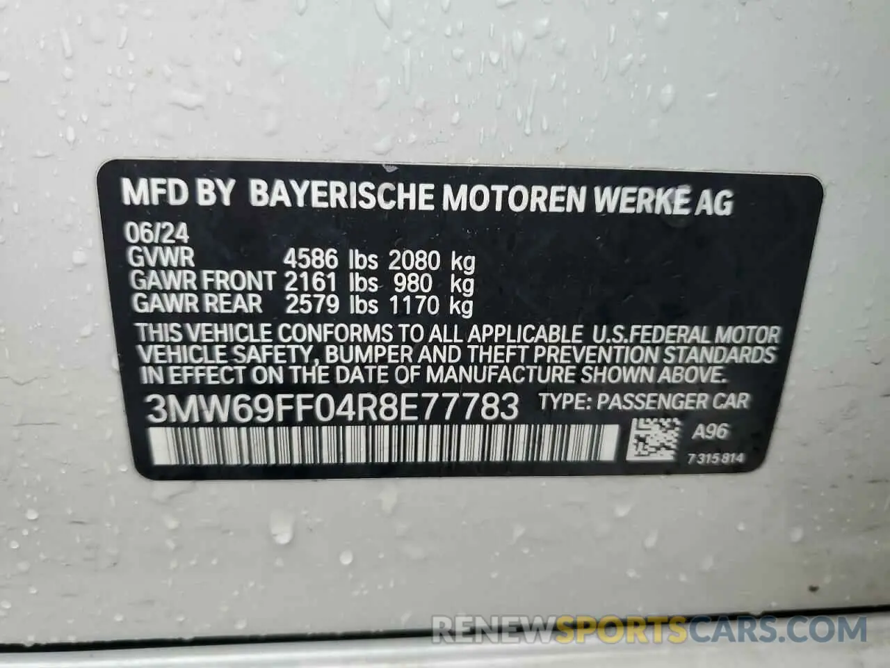 12 Photograph of a damaged car 3MW69FF04R8E77783 BMW 3 SERIES 2024