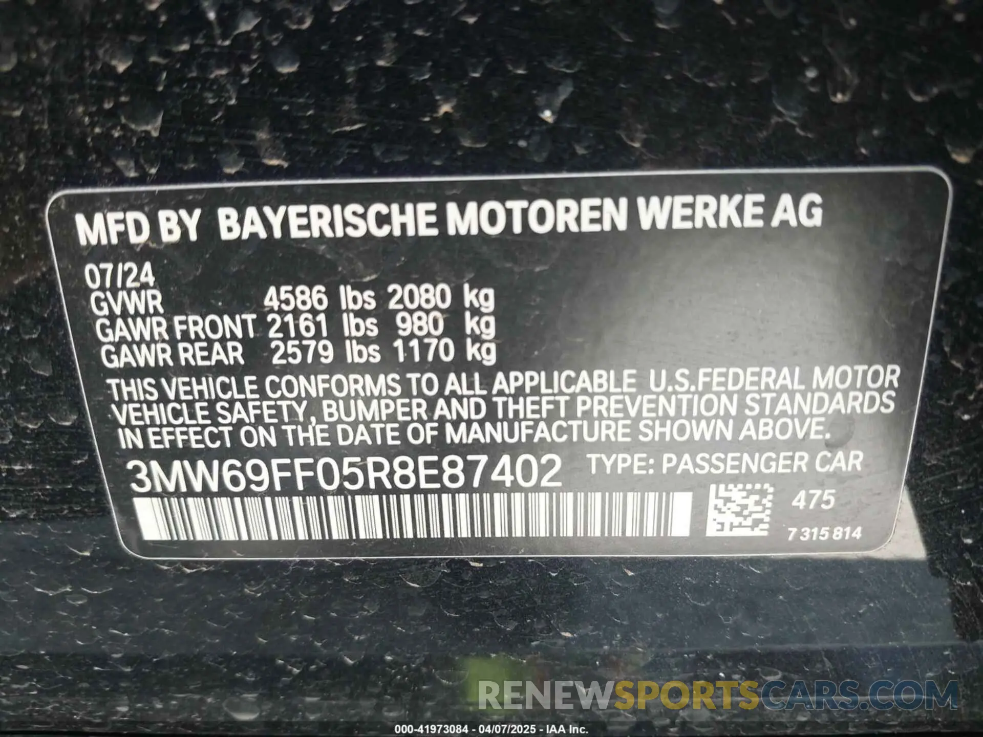 9 Photograph of a damaged car 3MW69FF05R8E87402 BMW 3 SERIES 2024