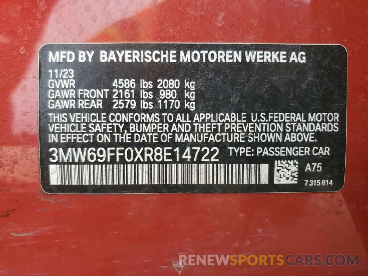 14 Photograph of a damaged car 3MW69FF0XR8E14722 BMW 3 SERIES 2024