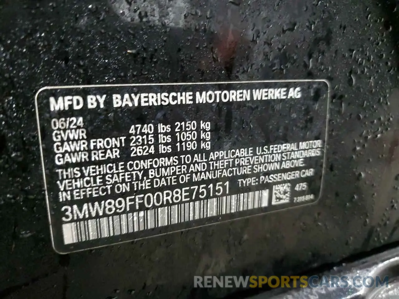 12 Photograph of a damaged car 3MW89FF00R8E75151 BMW 3 SERIES 2024