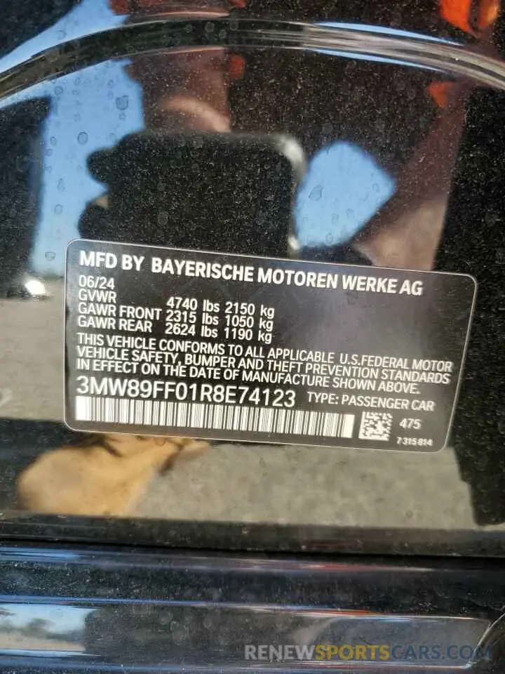 12 Photograph of a damaged car 3MW89FF01R8E74123 BMW 3 SERIES 2024